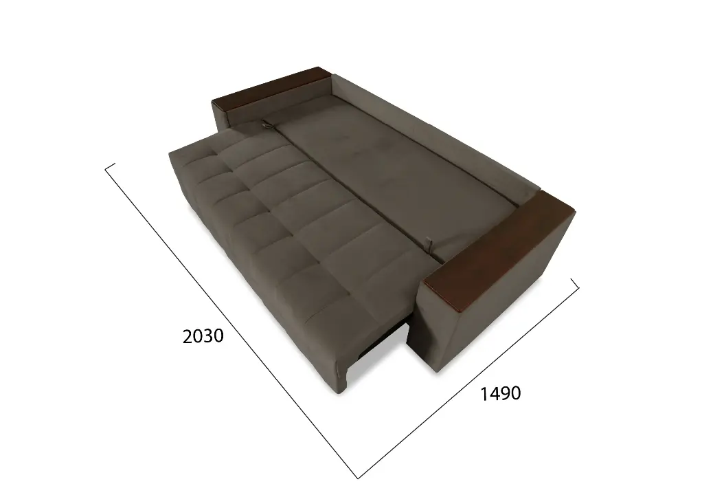 Элегант 2022 Большой диван (GROUND 06 (велюр песочно-серый), дуб, 2 кат)
