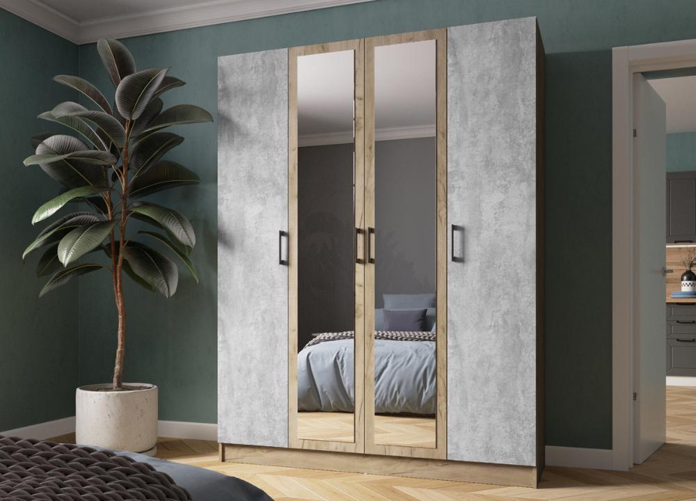 Вегас 1600 Шкаф (4-х ств) (дуб крафт серый/цемент)