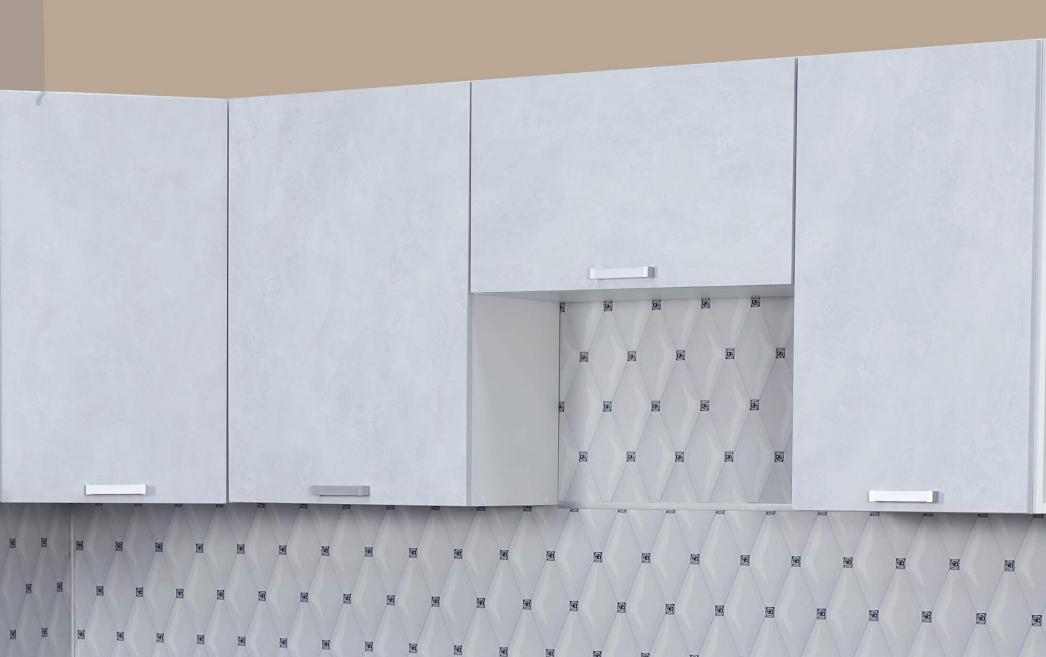 Модульная кухня Бетоны - 2 (бетон снежный/графит) 1,6м / 2м
