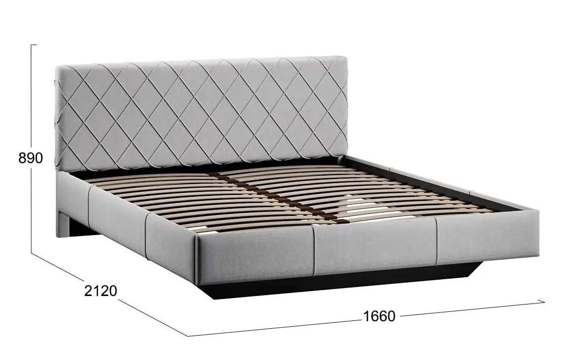 Синди  Кровать (1600) Тип 3 (велюр Ultra smoke)