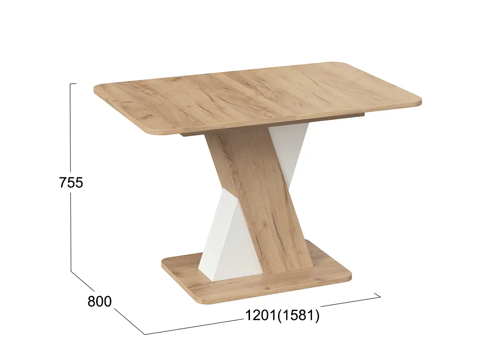 Люксембург Тип 3 Стол обеденный раздвижной (дуб крафт золотой/белый)