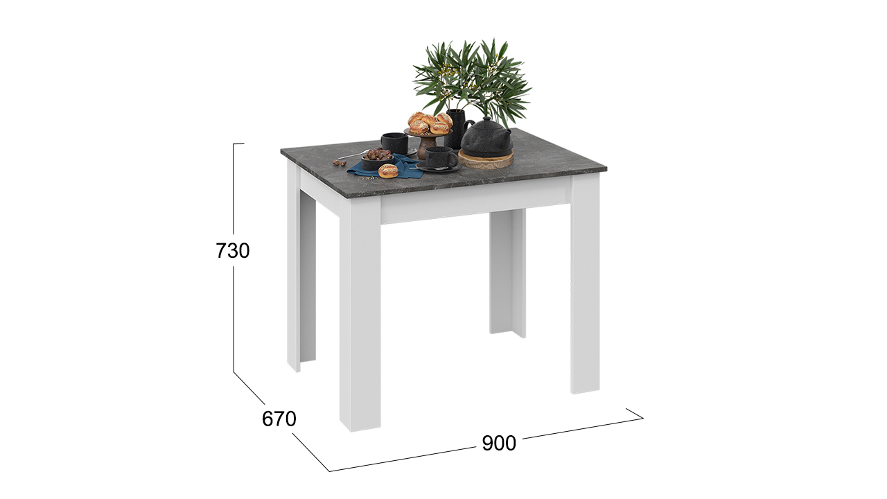 Промо Т1 Стол обеденный (белый/ателье темный)