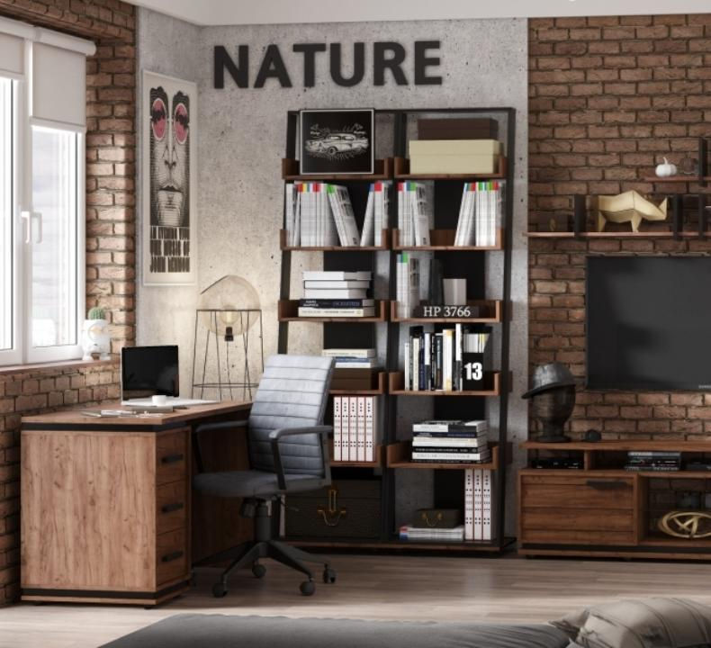 Nature 95 Стеллаж (дуб табачный craft/черный)