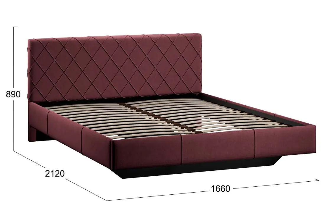 Синди  Кровать (1600) Тип 3 (велюр Ultra berry)