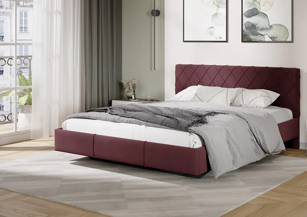 Синди  Кровать (1600) Тип 3 (велюр Ultra berry)
