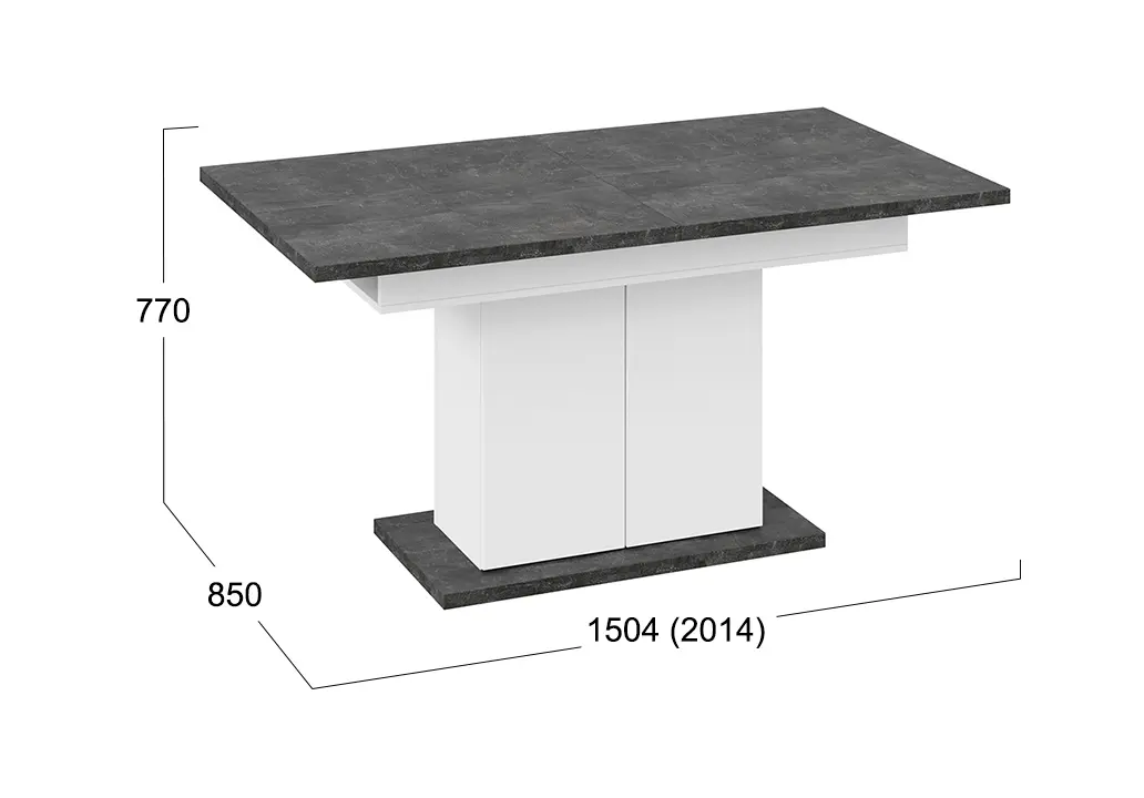 Детройт Т1 Стол раздвижной (белый/ателье темный, СП)