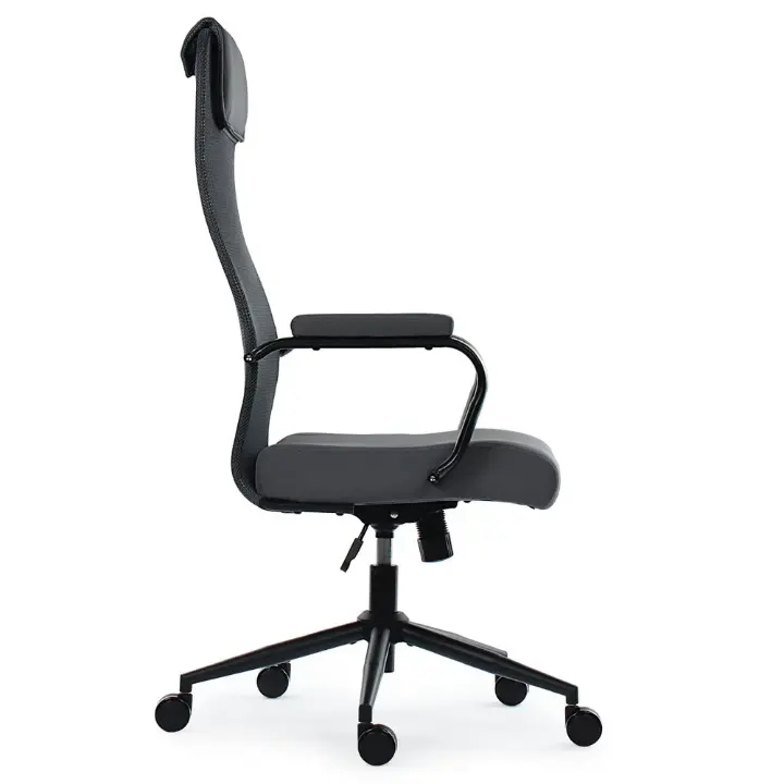 CH-9M Кресло руководителя (сетка темно-серая, ткань, BL, пятилучие металл черный)